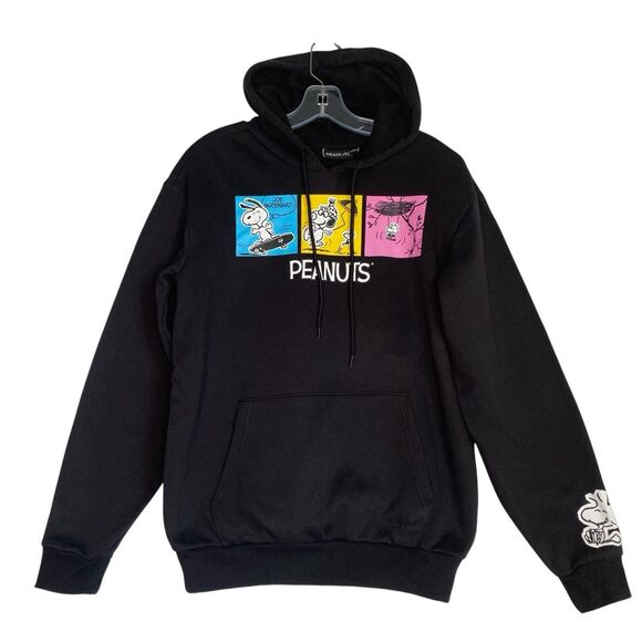 Peanut Hoodie Women’s S Black Graphic Print All Over Pullover Kidcore Casual - Picture 1 of 7